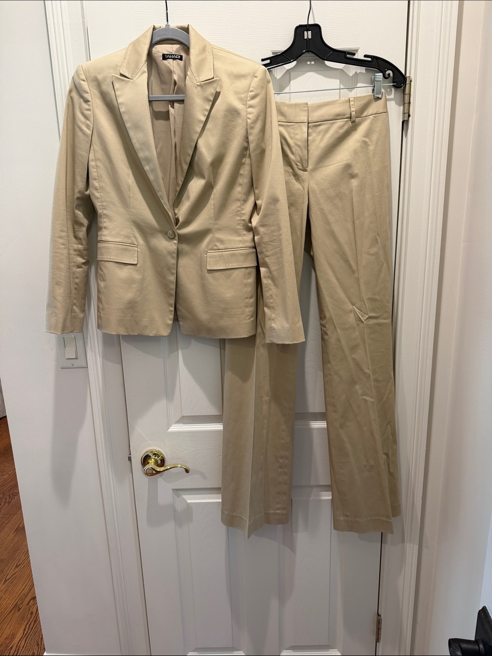 Tahari Women's Light Beige Tailored Pantsuit